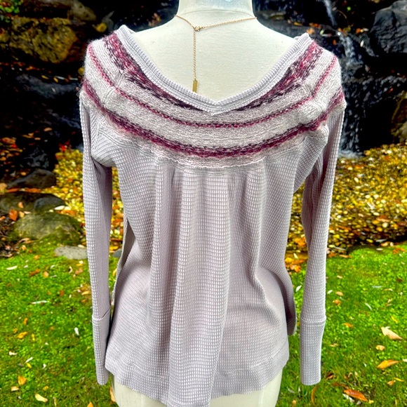 FREE PEOPLE TWO TONE THERMAL TOP -L - 🤩 - Picture 6 of 9